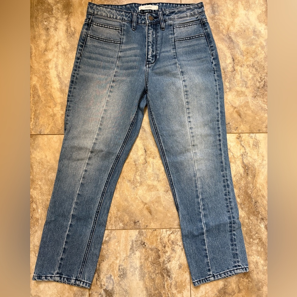 Womens Hidden Jeans Zoey Mom Fit Denim Tapered Ankle Size 28
